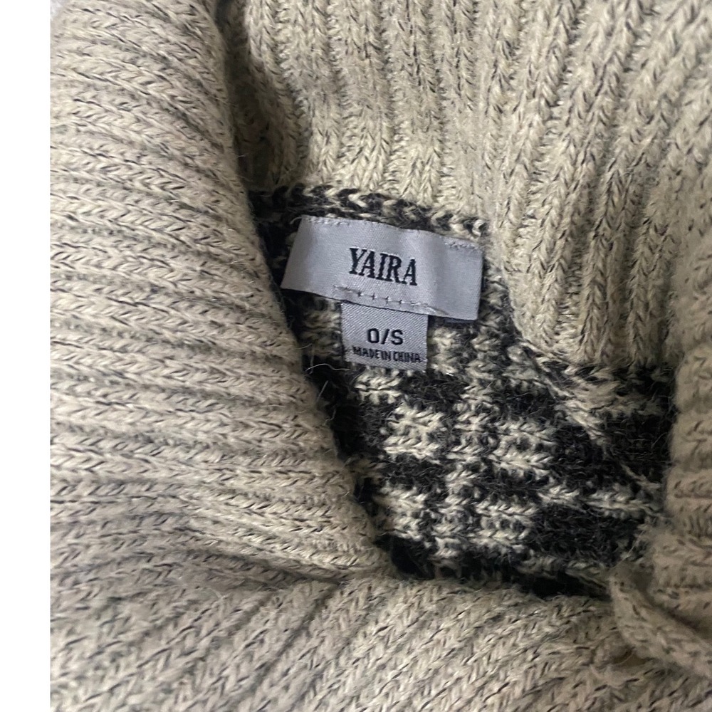 YAIRA Cowl Neck Geometric Print Poncho Sweater One Size Fits Most/S - Picture 4 of 9